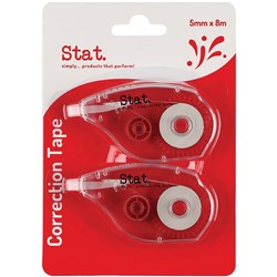 STAT CORRECTION TAPE 5MM X 8M Clear Pack Of 2