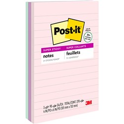 POST-IT SUPER STICKY RECYCLED NOTES 660-3SSNRP 98X149MM Rule 90 sheet pad PK3 70005250751