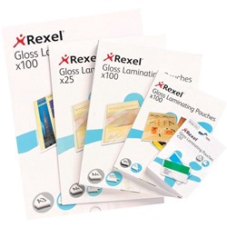 REXEL LAMINATING POUCHES Key Card 2x180mic 63x93 PK50