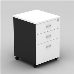 OM MOBILE PEDESTAL 1 Filing 2 Stationery Drawers White Charcoal