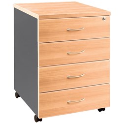 OM MOBILE PEDESTAL 4 Stationery Drawers Beech Charcoal