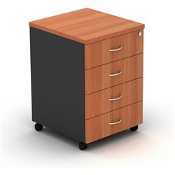 OM MOBILE PEDESTAL 4 Stationery Drawers Cherry Charcoal