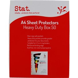 STAT SHEET PROTECTOR A4 70 Micron Clear Pack of 50 Heavy Duty