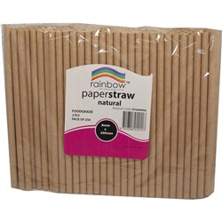 RAINBOW PAPER STRAWS 8MM NATURAL Pack of 250