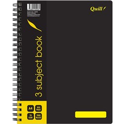 Quill Subject Book 3 70GSM PP A4 Black 300 Pages