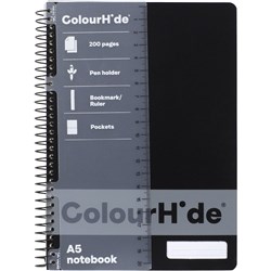 COLOURHIDE NOTEBOOK A5 200 Page Black