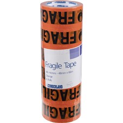 CUMBERLAND WARNING TAPE 48Mm X 66M Fragile Orange Black Pack Of 6