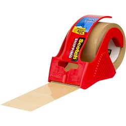 SCOTCH MAILING TAPE 143 Super Strength Dispenser 48mm x 20.3m Tan