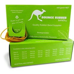 BOUNCE RUBBER BANDS ASSORTED SIZES AND COLOURS 100GM BOX