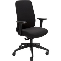 Buro Vela High Back Chair With Arms Black Fabric Seat and Back