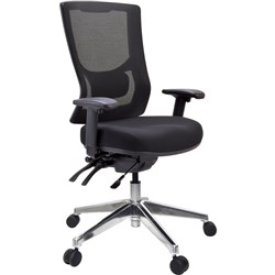 BURO METRO II HIGH BACK MESH CHAIR HEAVY DUTY WITH ARMS BLACK 224A-153-SS