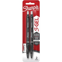 SHARPIE GEL PEN RETRACTABLE 0.7MM BLACK PACK OF 2