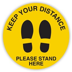 DURUS HEALTH AND SAFETY SIGN FLOOR SOCIAL DISTANCE FOOTPRINT YELLOW/BLACK