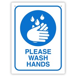 DURUS HEALTH AND SAFETY SIGN WALL SIGN WASH HANDS BLUE AND WHITE 400143735