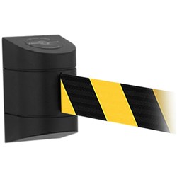 TRAFALGAR TENSABARRIER WALL MOUNT BARRIER UNITS 7.7M WEBBING BLACK / YELLOW
