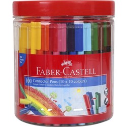FABER-CASTELL CONNECTOR MARKER PENS ASSORTED TUB OF 100