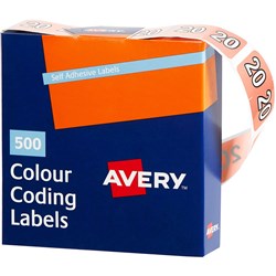 Avery Side Tab 20 Year Code Label 25x38mm Pink Box of 500