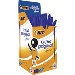 BIC CRISTAL BALLPOINT PEN FINE BLUE BOX OF 50