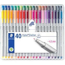STAEDTLER 334 TRIPLUS FINELINERS SUPER FINE 0.3MM ASSORTED WALLET OF 40