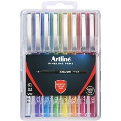 ARTLINE 200 FINELINER PEN 0.4MM HARD CASE ASSORTED PACK OF 8