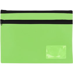 Celco Pencil Case 2 Zips Large 350x260mm Lime Green