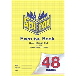 SPIRAX EXERCISE BOOK 205 A4 48 PAGE QUEENSLAND RULINGS YEAR 3/4 12MM Minimum buy qty 20