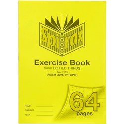 SPIRAX EXERCISE BOOK P115 A4 64 PAGE 9MM DOTTED THIRDS Minimum buy quantity of 10