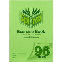 SPIRAX EXERCISE BOOK P117 A4 96 PAGE 18MM DOTTED THIRDS Minimum buy quantity of 10