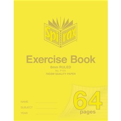SPIRAX EXERCISE BOOK P191 225X175MM 64 PAGE 8MM RULED Minimum buy quantity of 10