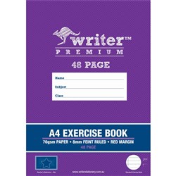 WRITER PREMIUM EXERCISE BOOK A4 8MM RULED 48 PAGES