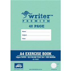 WRITER PREMIUM EXERCISE BOOK A4 QUEENSLAND YEAR 3/4 RULED 48 PAGES
