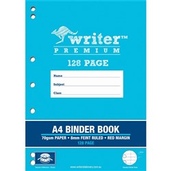 WRITER PREMIUM BINDER BOOK A4 8MM RULED 128 PAGES