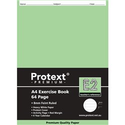 PROTEXT PREMIUM EXERCISE BOOK A4 8MM RULED GREEN INSERT 64 PAGES