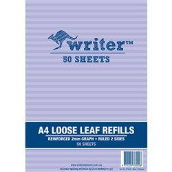WRITER BINDER REFILLS A4 GRAPH REINFORCED PACK OF 50 Minimum buy quantity of 40pkts