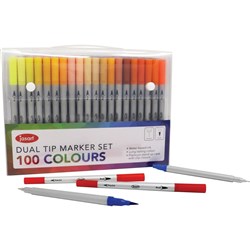JASART BRUSH FINELINERS DUAL NIB ASSORTED SET OF 100