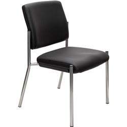 BURO LINDIS 4 LEG CHAIR NO ARMS SILVER POWDERCOATED FRAME BLACK PU SEAT AND BACK