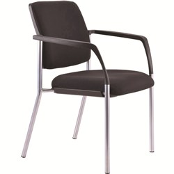 BURO LINDIS 4 LEG CHAIR WITH ARMS SILVER POWDERCOATED FRAME BLACK FABRIC SEAT AND BACK