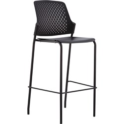 Buro Shift All Purpose Stool Black Metal Frame Stackable Black Poly Seat and Back