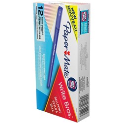 PAPERMATE WRITE BROS BALLPOINT PEN MEDIUM 1MM BLUE PACK OF 12