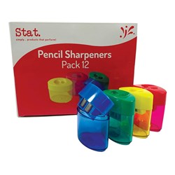 STAT DOUBLE BARRELPLASTIC OVAL PENCIL SHARPENER BX12