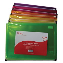 STAT A4 DOCUMENT WALLET ZIP CLOSURE AND GUSSET PK10