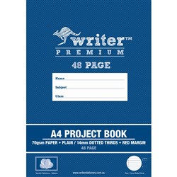 WRITER PREMIUM PROJECT BOOK A4 48 PAGE PLAIN/14MM DOTTED THIRDS RED MARGIN