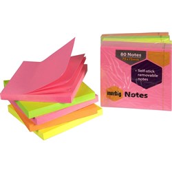 SELF ADHESIVE NEON NOTES 73 x 73mm Assorted Pack of 5 123080 RZ7151