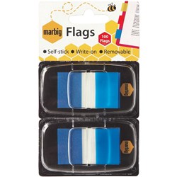 MARBIG FLAGS COLOURED TIP Blue 25 x 43mm 2 Cards of 50