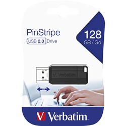 VERBATIM STORE-N-GO 128GB BLACK USB PINSTRIPE
