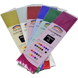 PAPER FOIL CREPE RAINBOW 500 MM X 1M ASSORTED COLOURS PK6