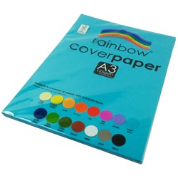 RAINBOW COVER PAPER 125GSM A3 BRIGHT BLUE PACK 100 SHEETS