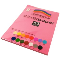 RAINBOW COVER PAPER 125GSM A3 HOT PINK PACK 100 SHEETS