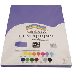RAINBOW COVER PAPER 125GSM A3 PURPLE PACK 100 SHEETS