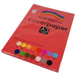 RAINBOW COVER PAPER 125GSM A3 RED PACK 100 SHEETS